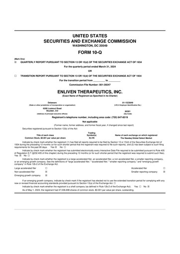Thumbnail Enliven Therapeutics 10-Q Quarterly Report FY2024 
