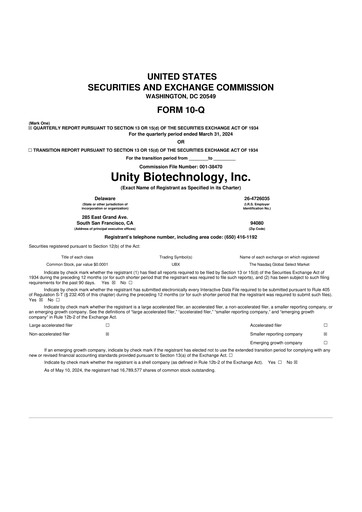 Thumbnail Unity Biotechnology
 10-Q Quarterly Report FY2024 