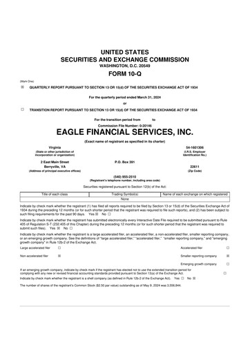 Thumbnail Eagle Financial Services 10-Q Quarterly Report FY2024 