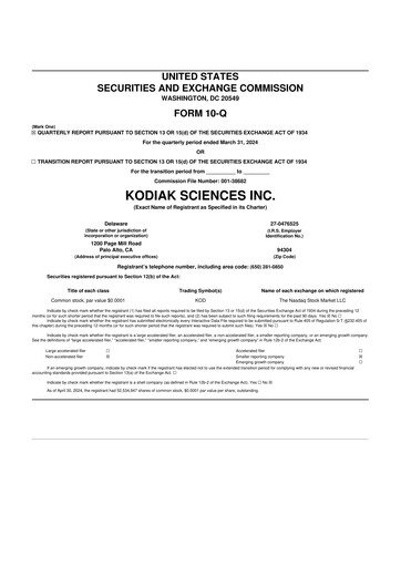 Thumbnail Kodiak Sciences
 10-Q Quarterly Report FY2024 