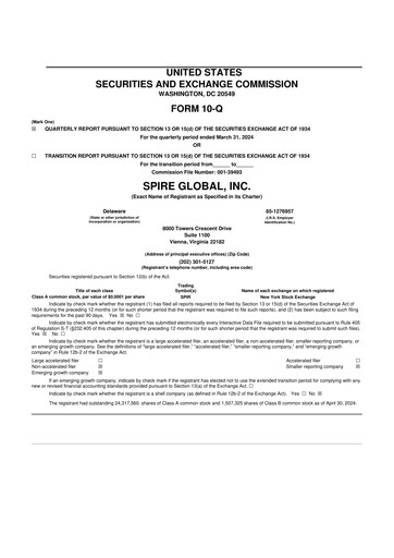 Thumbnail Spire Global 10-Q Quarterly Report FY2024 