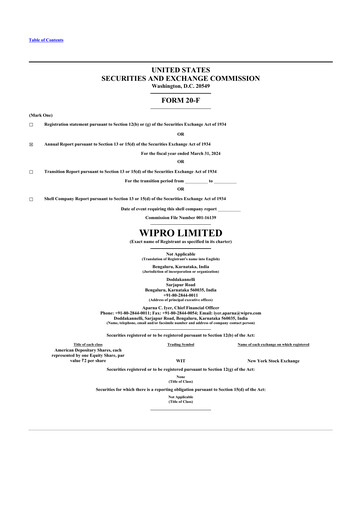 Thumbnail Wipro 20-F Annual Report 2024