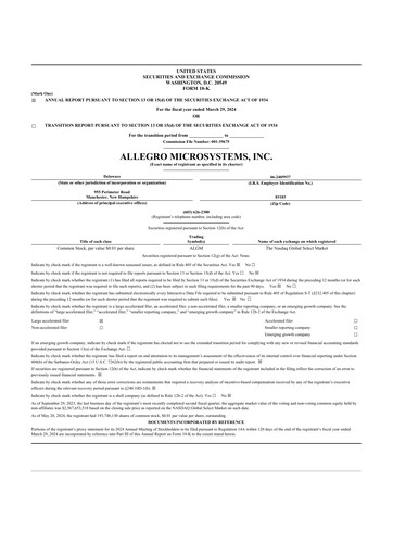 Miniature Allegro MicroSystems 10-K Rapport annuel 2024