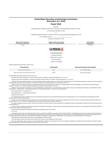 Miniature U-Haul 10-K Rapport annuel 2024