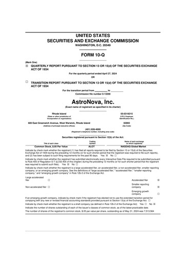 Miniature AstroNova, Inc. 10-Q Rapport trimestriel 2025 