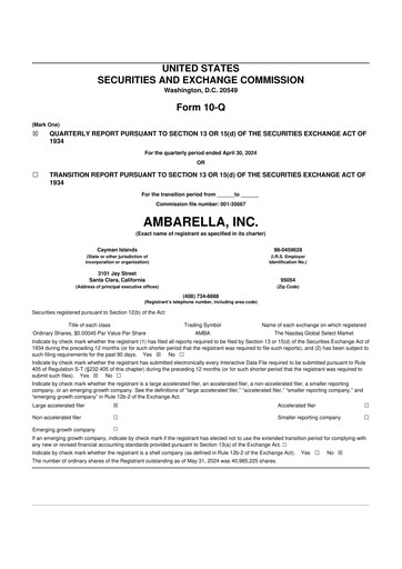 Thumbnail Ambarella 10-Q Quarterly Report FY2025 