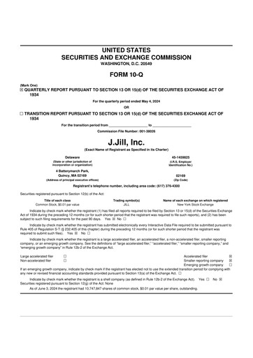 Miniature J.Jill
 10-Q Rapport trimestriel 2024 