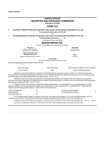 Thumbnail Badger Meter
 10-Q Quarterly Report FY2024 