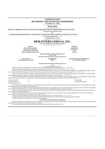 Thumbnail RPM International
 10-K Annual Report 2024