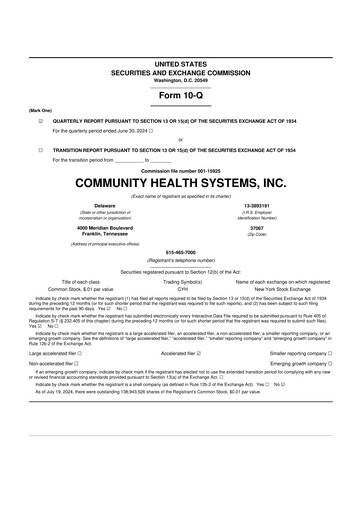 Thumbnail Community Health Systems
 10-Q Quarterly Report FY2024 