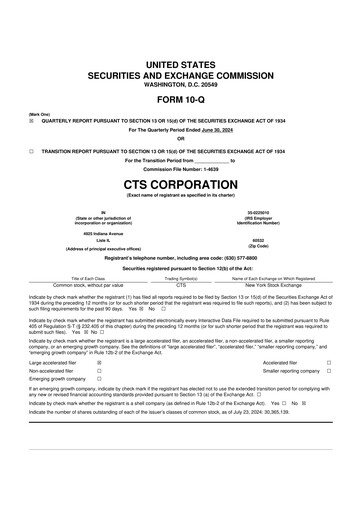 Thumbnail CTS Corporation 10-Q Quarterly Report FY2024 