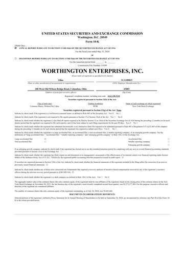 Thumbnail Worthington Enterprises 10-K Annual Report 2024