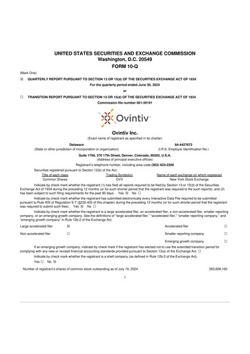 Thumbnail Ovintiv 10-Q Quarterly Report FY2024 