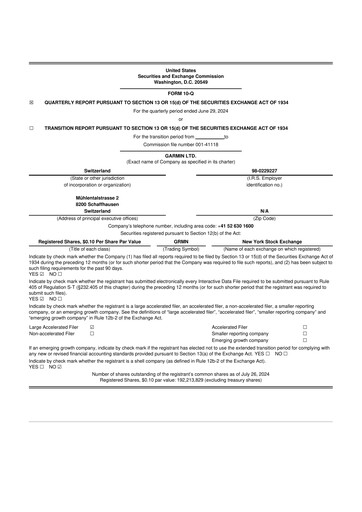 Vorschaubild Garmin 10-Q Quartalsbericht 2024 