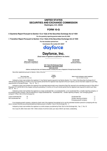 Miniature Dayforce 10-Q Rapport trimestriel 2024 