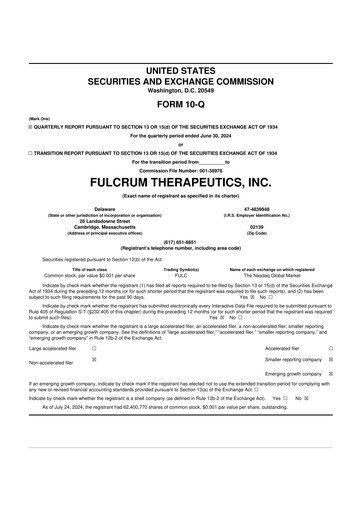 Thumbnail Fulcrum Therapeutics 10-Q Quarterly Report FY2024 