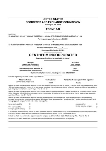 Vorschaubild Gentherm 10-Q Quartalsbericht 2024 