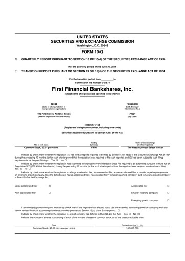 Vorschaubild First Financial Bankshares 10-Q Quartalsbericht 2024 