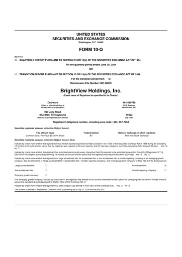 Thumbnail BrightView
 10-Q Quarterly Report FY2024 