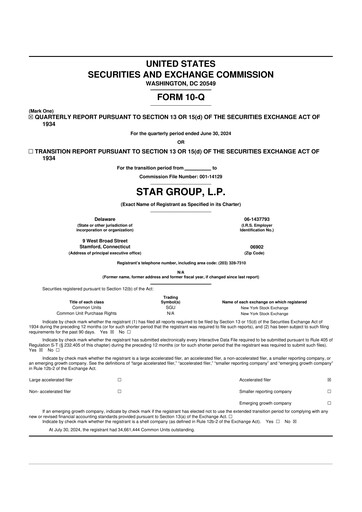 Thumbnail Star Group 10-Q Quarterly Report FY2024 