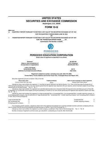 Thumbnail Perdoceo Education 10-Q Quarterly Report FY2024 