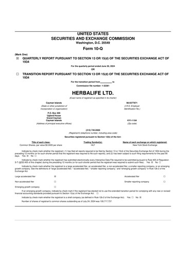 Thumbnail Herbalife 10-Q Quarterly Report FY2024 