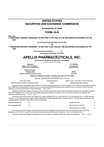 Thumbnail Apellis Pharmaceuticals 10-Q Quarterly Report FY2024 