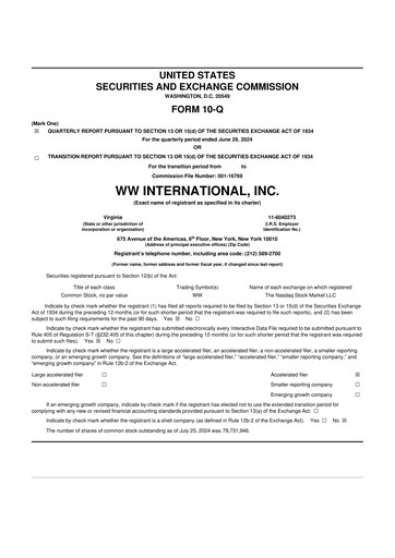 Thumbnail Weight Watchers 10-Q Quarterly Report FY2024 