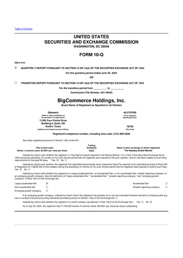 Thumbnail BigCommerce 10-Q Quarterly Report FY2024 