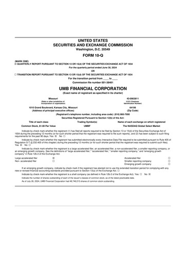 Thumbnail UMB Financial 10-Q Quarterly Report FY2024 