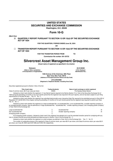 Thumbnail Silvercrest Asset Management Group 10-Q Quarterly Report FY2024 