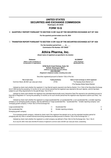 Thumbnail Athira Pharma 10-Q Quarterly Report FY2024 