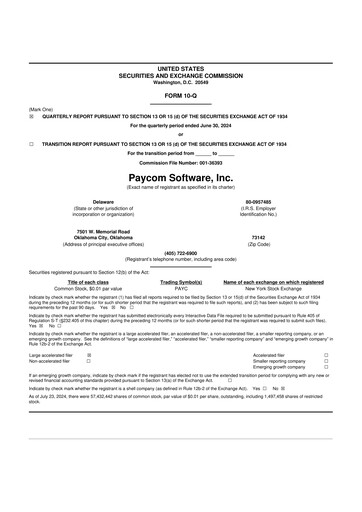 Miniature Paycom
 10-Q Rapport trimestriel 2024 