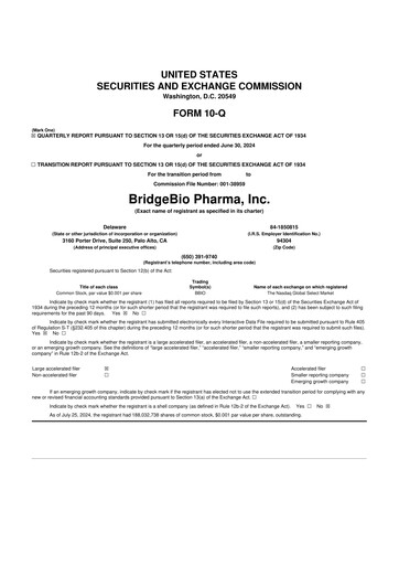 Thumbnail BridgeBio Pharma
 10-Q Quarterly Report FY2024 