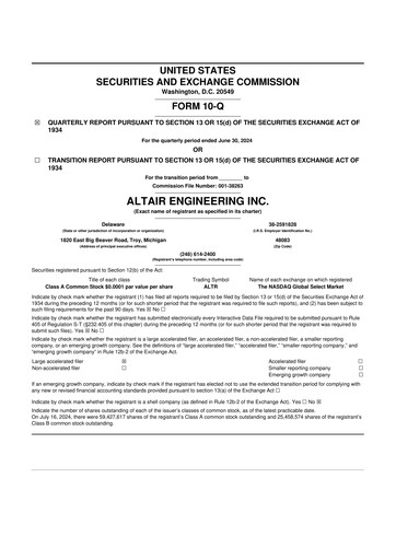 Vorschaubild Altair Engineering
 10-Q Quartalsbericht 2024 