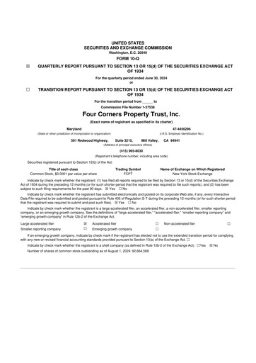 Thumbnail Four Corners Property Trust 10-Q Quarterly Report FY2024 