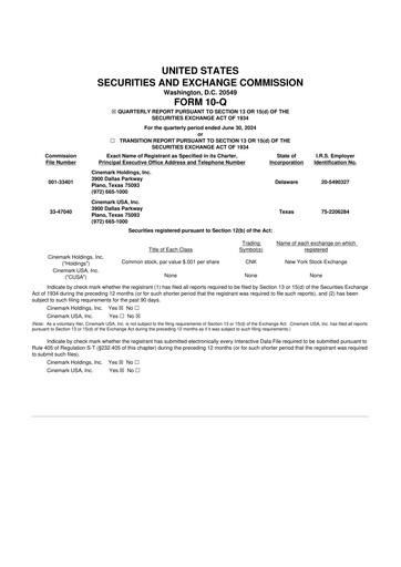 Thumbnail Cinemark Theatres
 10-Q Quarterly Report FY2024 