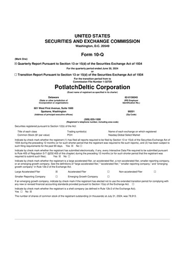 Thumbnail PotlatchDeltic
 10-Q Quarterly Report FY 