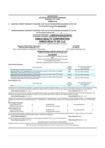 Vorschaubild Kimco Realty
 10-Q Quartalsbericht 2024 