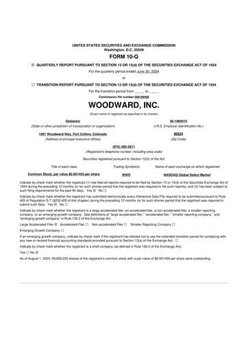 Thumbnail Woodward 10-Q Quarterly Report FY2024 
