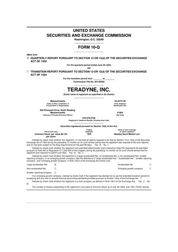 Miniature Teradyne 10-Q Rapport trimestriel 2024 