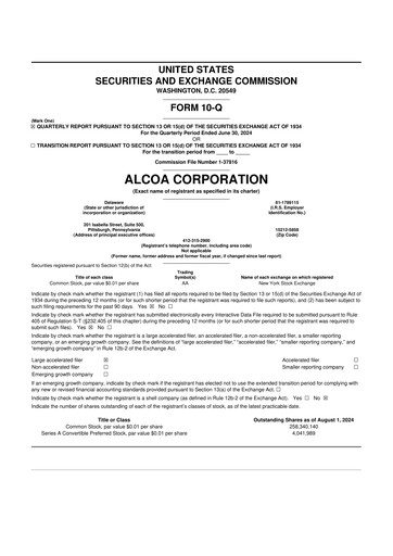 Miniature Alcoa 10-Q Rapport trimestriel 2024 