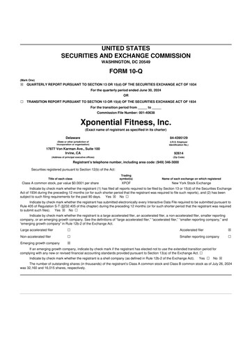 Thumbnail Xponential Fitness 10-Q Quarterly Report FY2024 