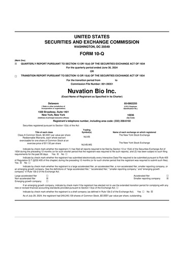 Thumbnail Nuvation Bio 10-Q Quarterly Report FY2024 