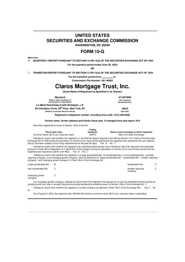 Thumbnail Claros Mortgage Trust 10-Q Quarterly Report FY2024 