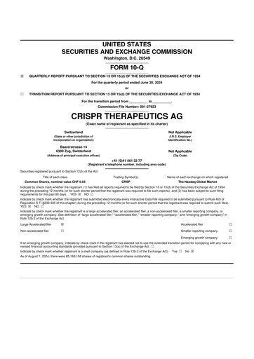 Thumbnail CRISPR Therapeutics 10-Q Quarterly Report FY2024 