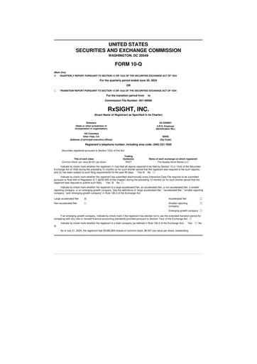 Miniature RxSight 10-Q Rapport trimestriel 2024 