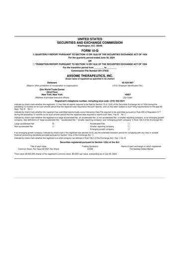 Thumbnail Axsome Therapeutics
 10-Q Quarterly Report FY2024 