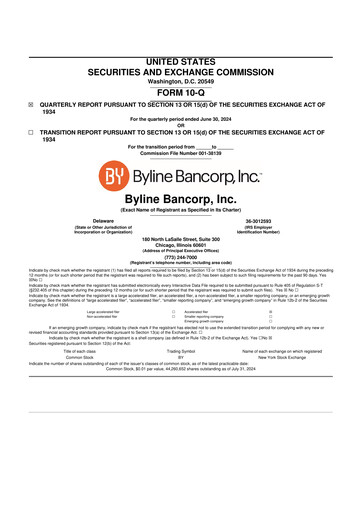 Miniature Byline Bancorp 10-Q Rapport trimestriel 2024 