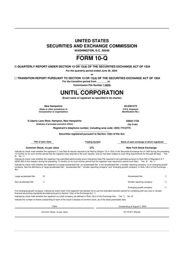 Thumbnail Unitil Corporation
 10-Q Quarterly Report FY2024 